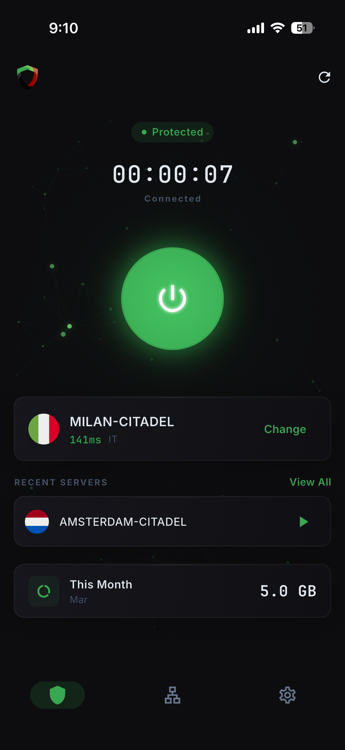 VeloGuardian VPN app connected, encrypting traffic and blocking threats